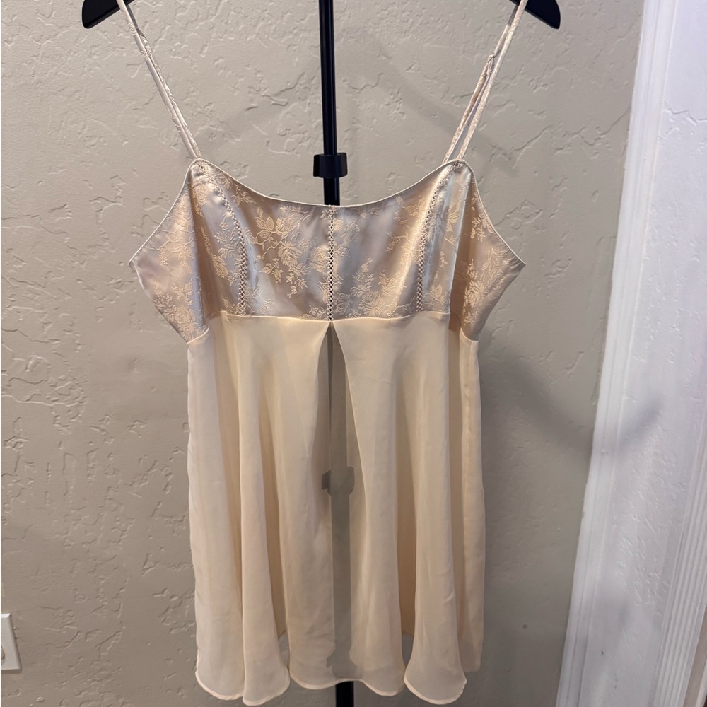 Vintage Victoria's Secret Satin Slip Babydoll Dress in Champagne